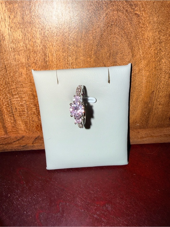 Jewelry - Silver Pink Cubic Zirconia Halo Ring